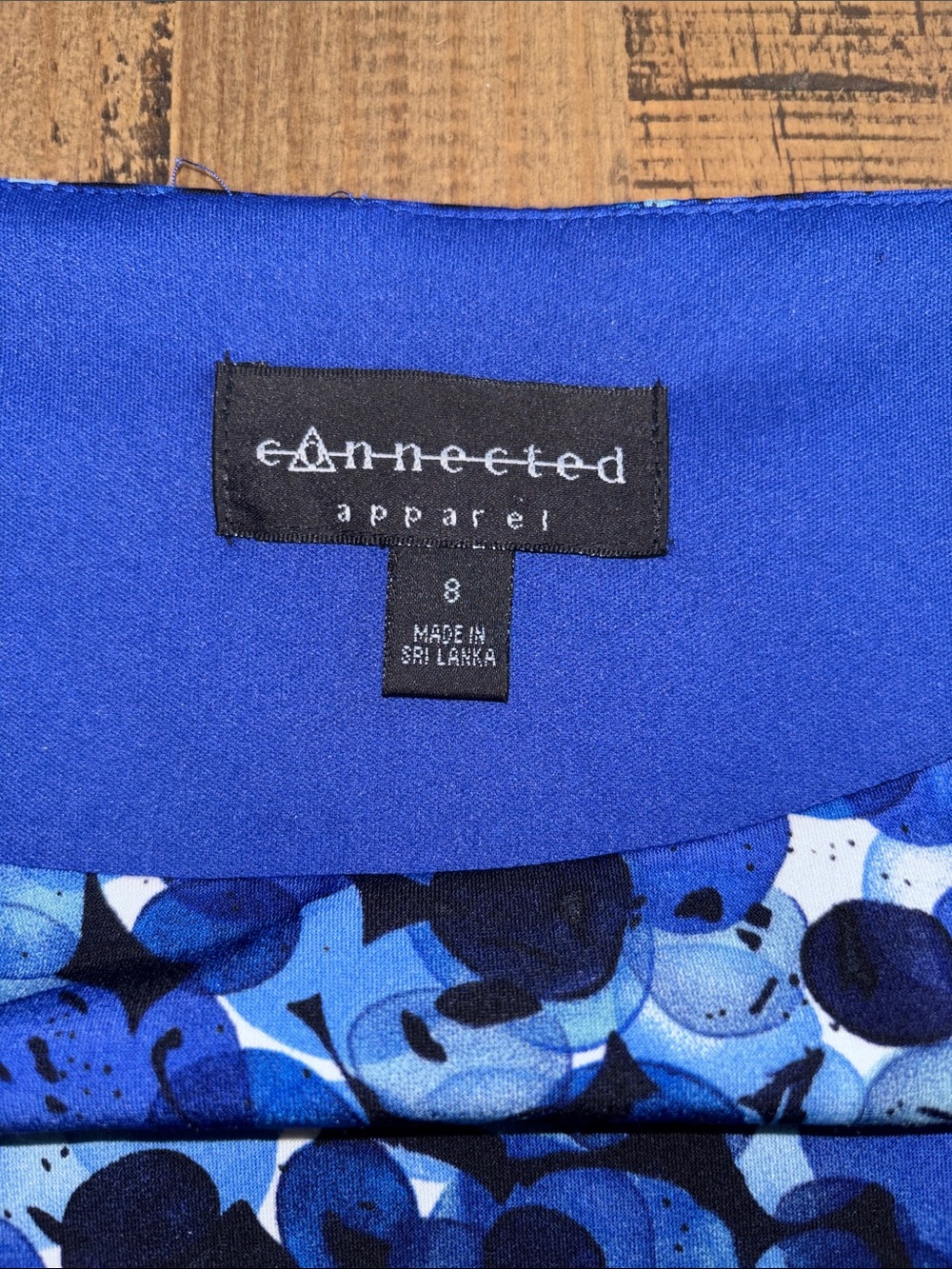 Connected apparel Blue Printed Sheath Dress - Elegant Knot Detail size 8 EUC! - Picture 5 of 9